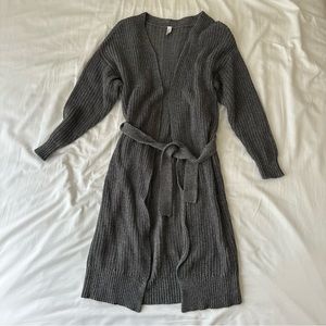 American Apparel Long Tie Front Belted Cardigan
